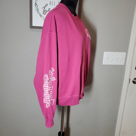 PacSun Love Crew Neck Sweatshirt Women's Size Medium Pink EUC - Picture 12 of 16